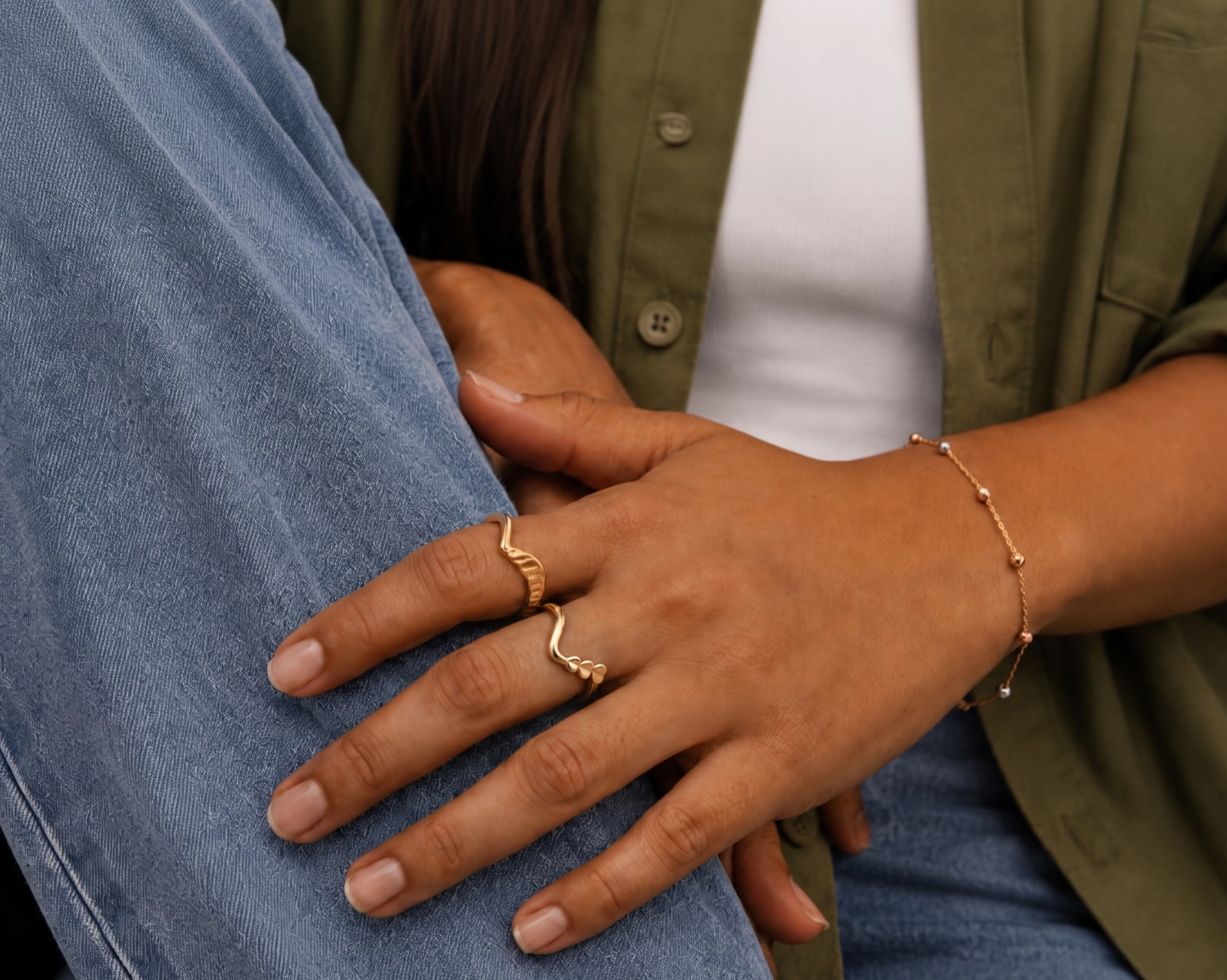 Hand with gold rings